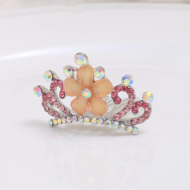 Crown Flower Comb Premium Sense Cute High-End Princess Haircard Women'S Headdress Diamond Hairpin Hair Accessories Hair Comb