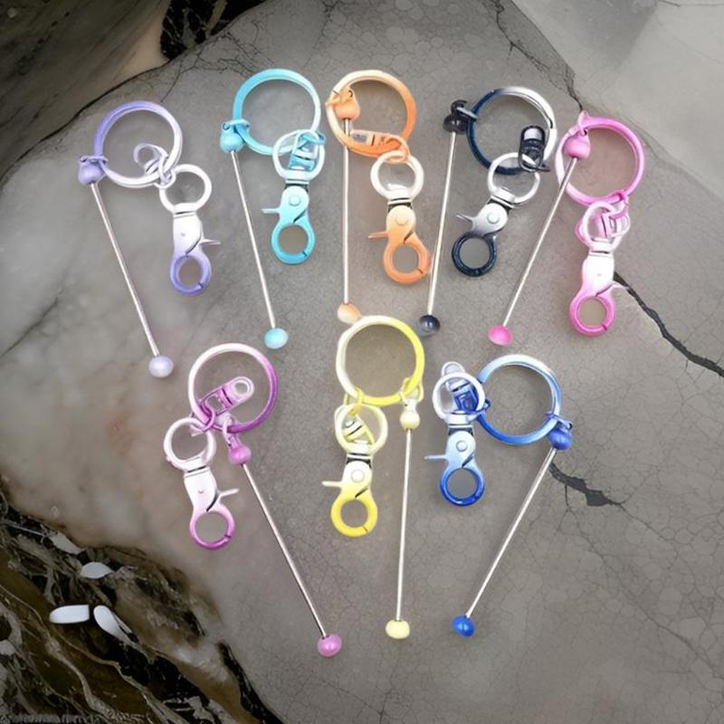 60Pcs Keychain Set with Beadable Metal Blanks Resealable Pouches and Thank You Cards for Crafting Keyrings Jewelry
