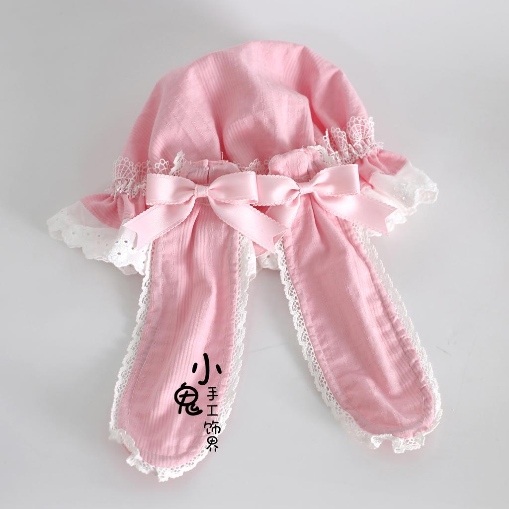 Multi-color Cotton Hats Retro Sweet Lolita Rabbit Ear Hat Lace Cute Removable Rabbit Ear Lace Sun Hat