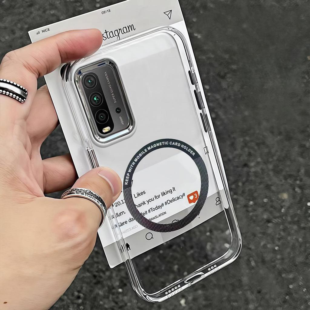 Case for Xiaomi Redmi 9T Minimal Semi-Transparent Magnetic Casing Raised Electroplated Lens Bezel Anti-Slip Drop Resistant Protective Shell