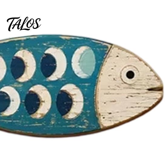 Wall Hanging Decor for Beach House 4Pcs Wooden Fish Decor, 2D Flat Mediterranean Style Ornaments Coastal Nautical Theme Room Accessories Home Bedroom