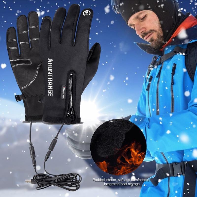 Winter Ski USB Heated Gloves Touch Screen Thermal Gloves Fleece-Lined Windproof Anti-Slip for Cycling Hiking Outdoor Activities