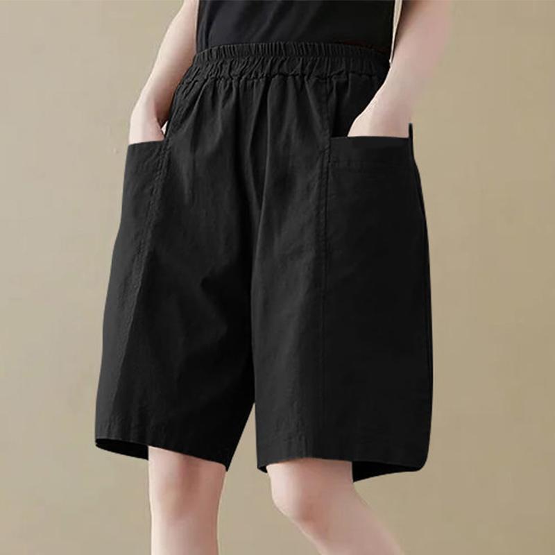 ZANZEA Women Casual Loose with Pocketed Elastic Waist Shorts