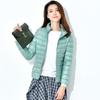 (Order A Size Up)Women Spring Slim‑Fit Lightweight Padded Jacket Stand Collar Zipper Long Sleeve Solid Color Elegant Versatile Cropped Coat ()
