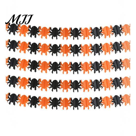 Outdoor Halloween Decor 5 Pcs 10FT Banner, Spooky Spider Bat Skull Ghost Indoor Party Supplies Pumpkin Hanging Bunting Garland for Party, Wall, Mantle