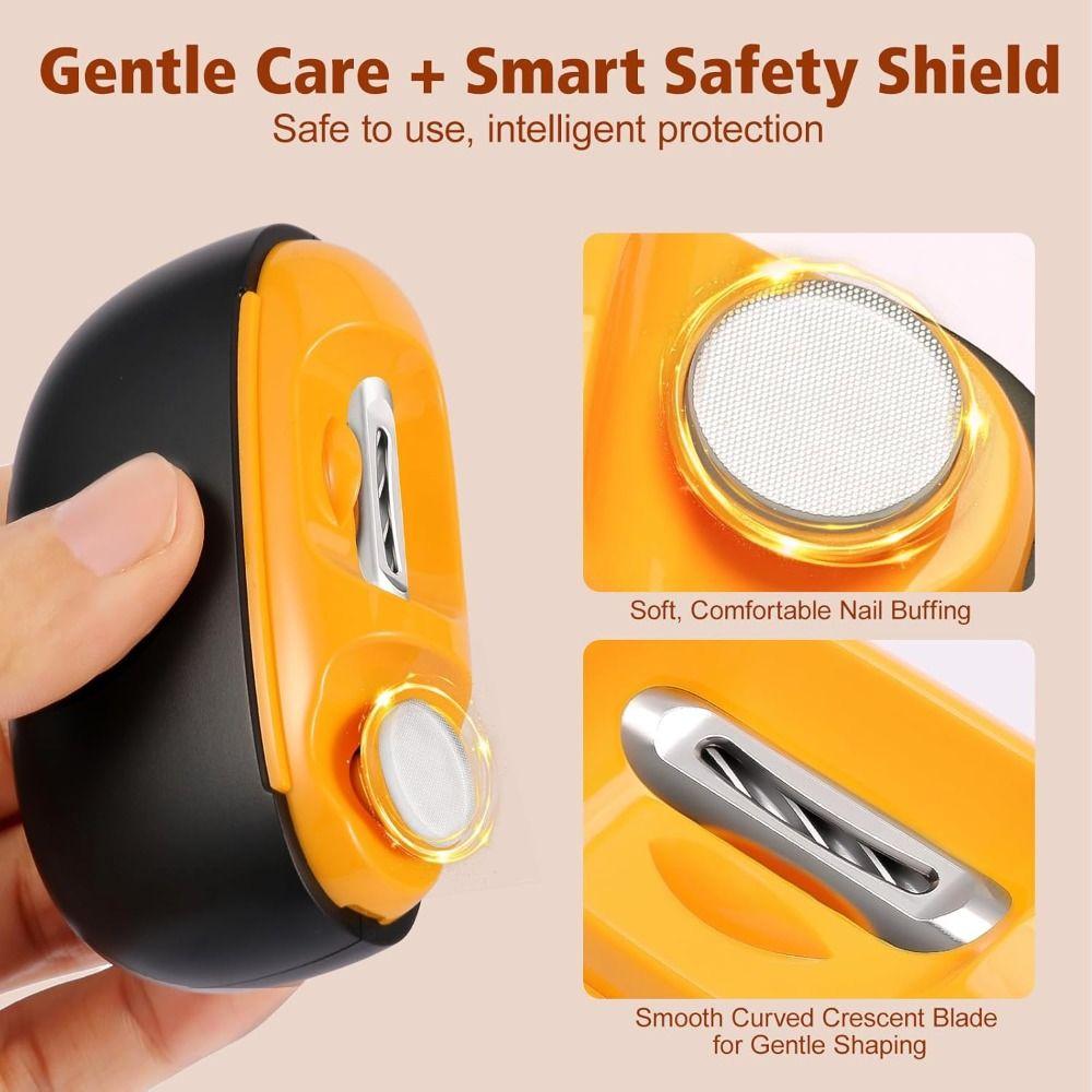 2 in 1 Electric Nail Clipper Rechargeable with LED Light Nail Trimmer Safety Quiet Automatic Nail Sharpener Nail Care Tool