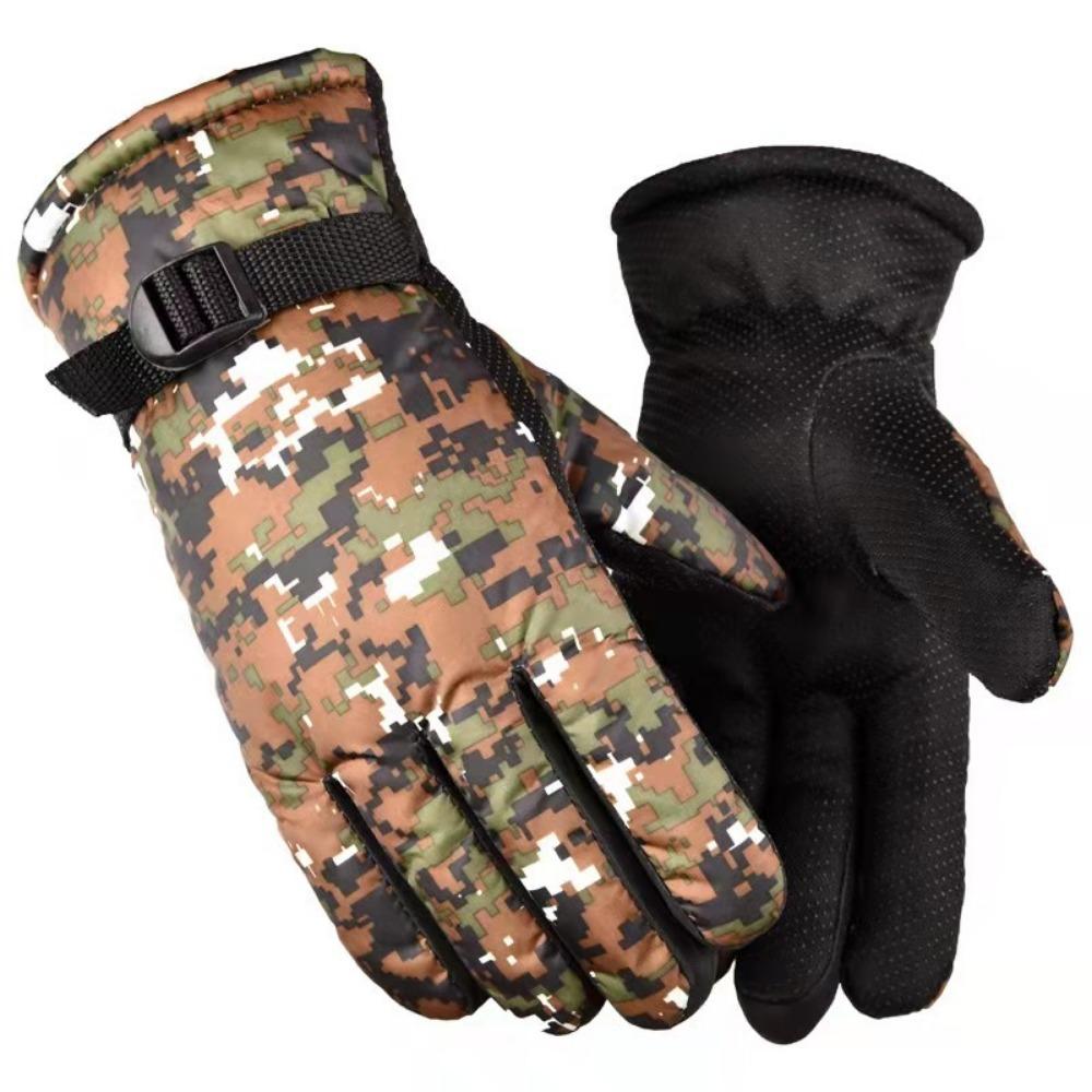 Winter outdoor riding piled thickened warm ski gloves