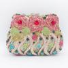 Diamonds White Clear Women Evening Bag Luxury Flower  Rhinestone Clutches Crystal Handbag 32 Colors Wedding Bridal Party Purses