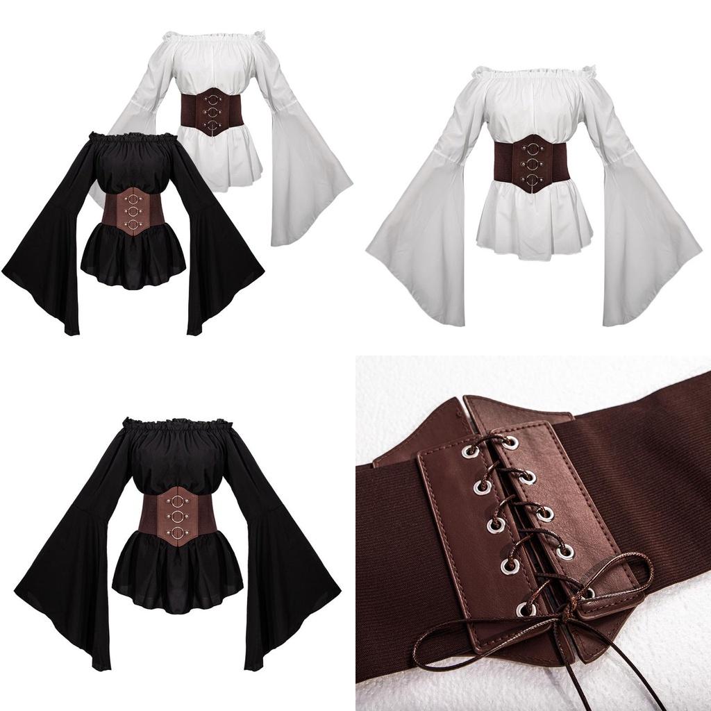 Stylish Mangguo Women's Renaissance Pirate Shirt With Long Sleeves For Performances