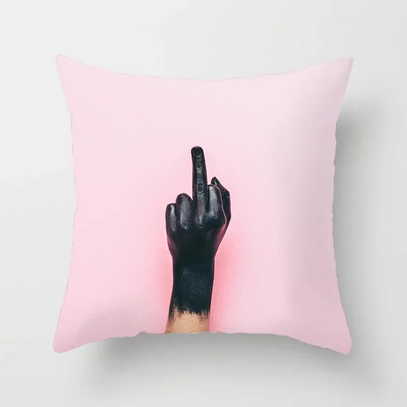 Home Decor Pink Tropical Leaves Pillowcase Bedroom Sofa Cushion Cover Geometric