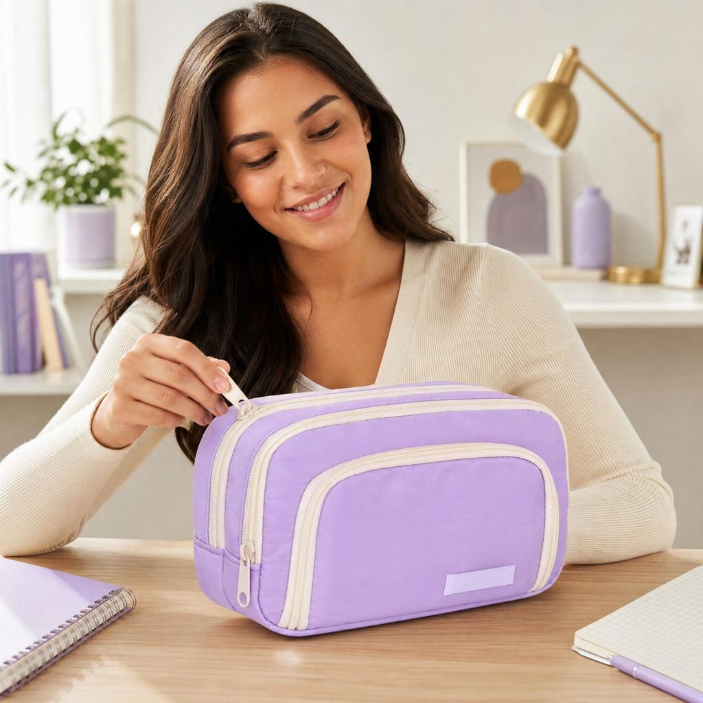 Large Capacity Pencil Pouch with Design for School Supplies