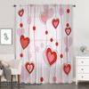 Romantic Red Pink Heart Shaped Window Curtain Single Piece Valentine Day Bedroom Decorative Cool Sweet Curtains Polyester With Rod Pocket Decor