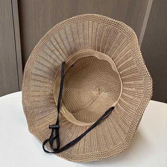 Fisherman Hat Three-Dimensional Flower Decoration Summer Sun Hat Hollow Crochet Large Brim Sun Protection Hat