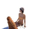 Gestreiftes Bikini-Westen-Set im koreanischen Stil - Niedliche & trendige Bademode für Thermalurlaube