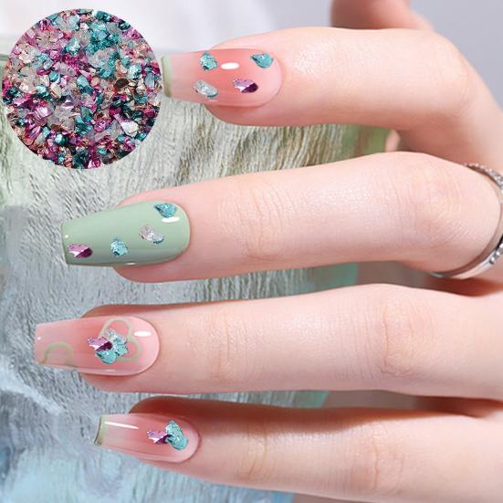 

Очарование для дизайна ногтей, нежный блестящий эффект, стеклянный шарм для ногтей, искусственный кристалл, дробленый стеклянный камень, маникюрный шарм, принадлежности для ногтей