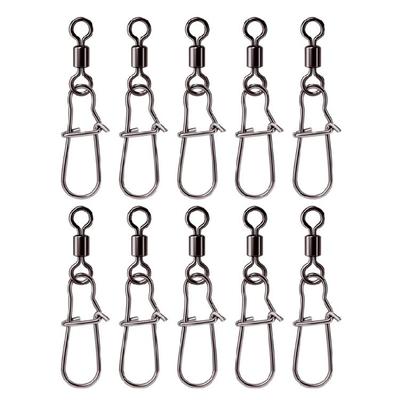 10Pcs Fishing Swivels with Locking Snap Fishing Line Hook Connectors Round Bearing Swivels Fishing Snap Fishing Swivels