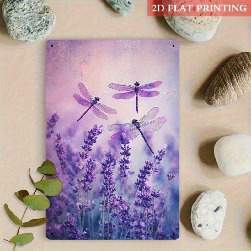

Purple Dragonfly 2D Metal Wall Art, Lavender Glitter Decor for Living Room