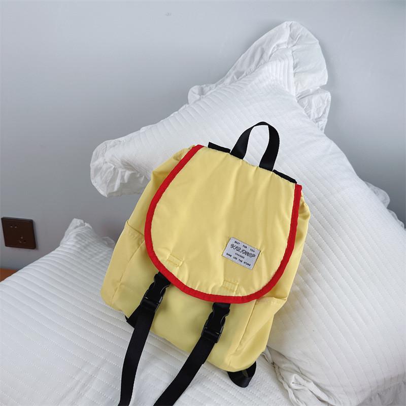 Solid Color Childrens Backpack Canvas Large Capacity Curved Shoulder Straps