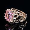 Kinel Luxury 585 Rose Gold Natural Black Zircon Ring Geometric Line Cross Wedding Rings for Women Vintage Fashion Jewelry