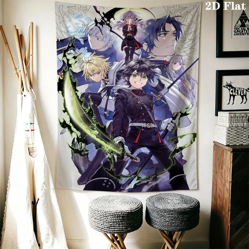 Seraph of the End Wall Tapestry Aesthetic Wall Hanging Printed Fabric Blanket Decorative Tapestries for Bedroom Living Room Home Decor