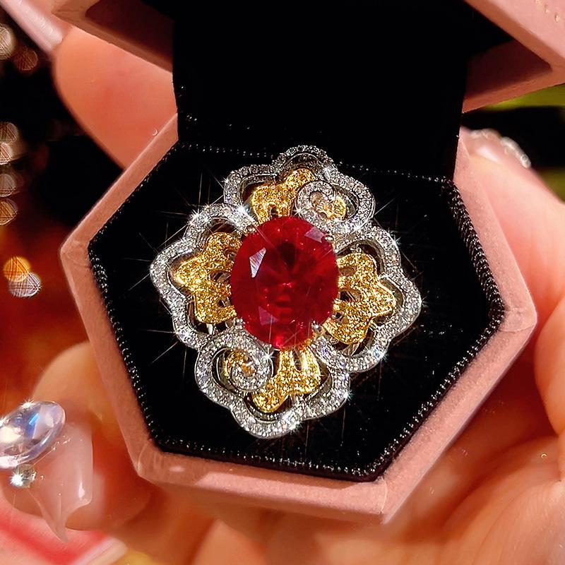 

Ювелирный набор в стиле ретро, придворный стиль, с имитацией красного корунда 12 * 16-10 * 12