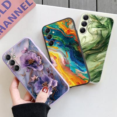 Marmor Blumen Hülle für iPhone Samsung A55 S24 S25 A06 Xiaomi Redmi Note 13Pro 14C Huawei Honor Realme Stoßfeste HandyStoßstange Anti-Kratzer Matte Hülle