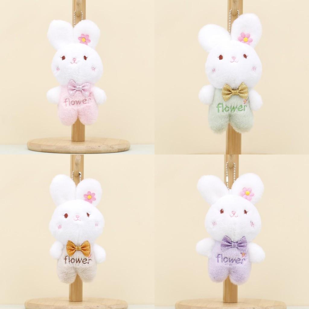 Adorable Plush Bunny Keychain With Bow Short Plush Rabbit Stuffed Animal 15cm