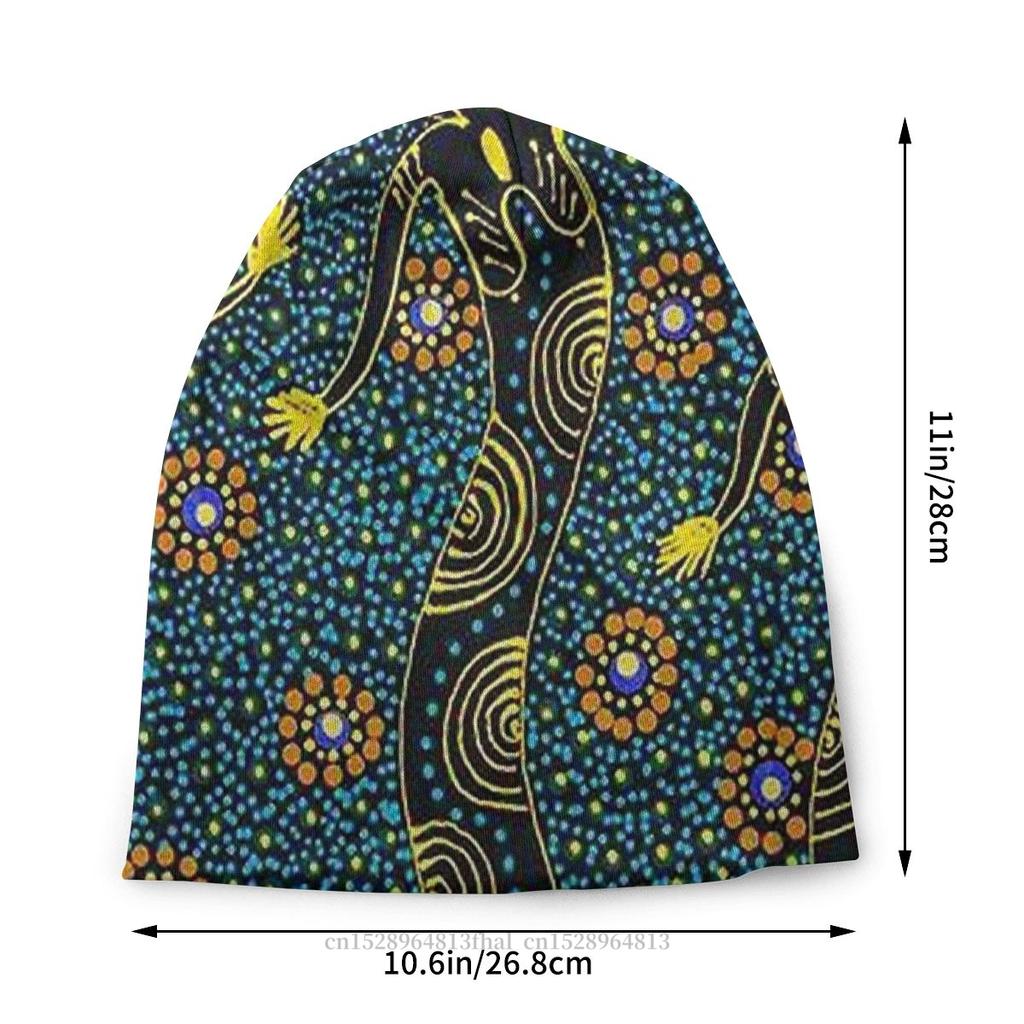Australské domorodé umění Outdoor Beanie Klobouky Dot Dance Tenký klobouk Kapota Speciální Čepice Skullies Čepice Unisex Dámské chrániče sluchu