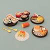 Dollhouse Miniature bread and cake serving tray, simulated mini ornaments, food toy model, coffee cup and spoon accessories