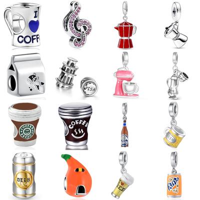 925 Zilver Bier Melk Koffie Bedeltjes Kralen DIY Sieraden Voor Vrouwen Handgemaakte Armband Accessoires