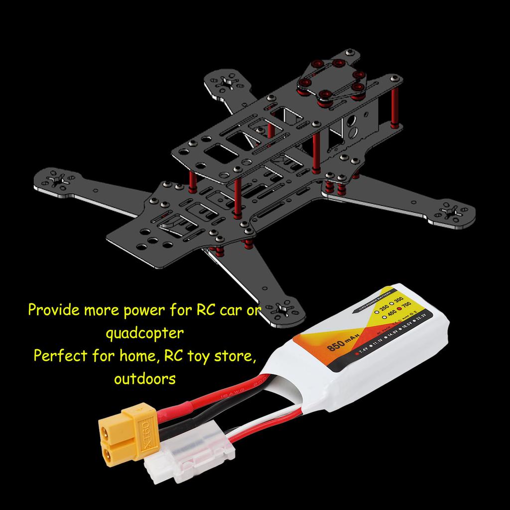 7.4V 850mah 70C 2S Lipo Battery with XT60 Plug Accessory Fit for QAV250 Quadcopter RC Racing Car