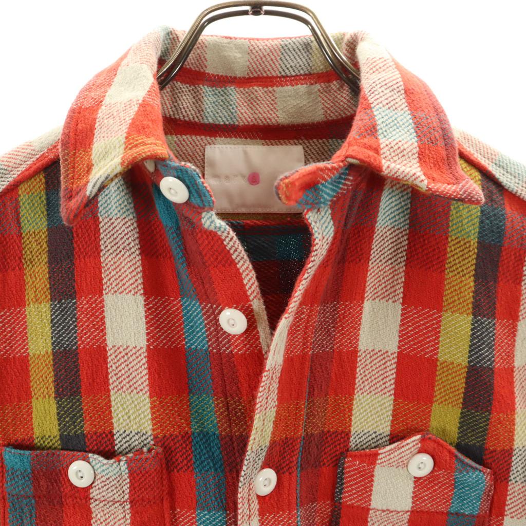 marka made in Japan Check Pattern Long sleeve Flannel shirt 1 vermilion Women Used