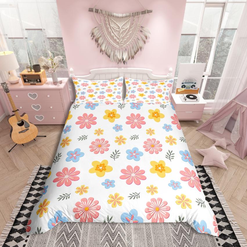 Comforter Homewish Retro Rustic Flower Chic Butterfly Comforter Setpink Red White Bed Set For Girls