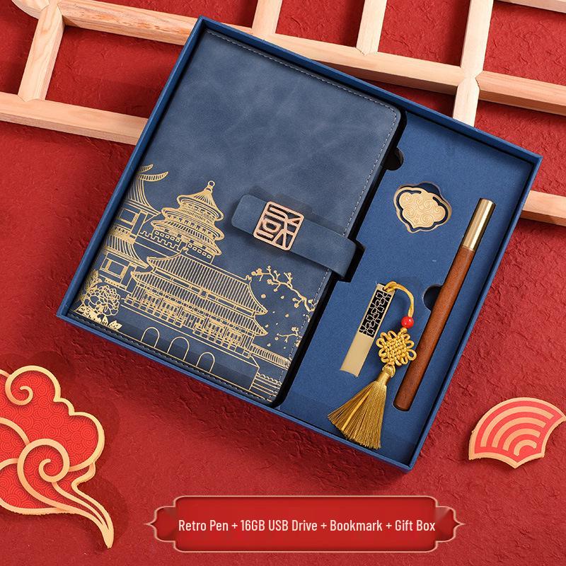 Chinese Style Custom Logo Notebook & Gift Box Set for Business and Cultural Events