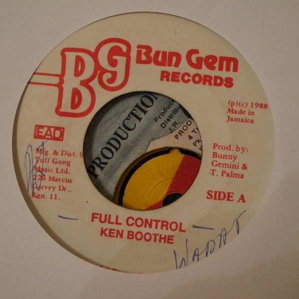 

7inch Record KEN BOOTHE Full Control NONE Bun Gem Records 1988 Jamaica Reggae Ska Dub Used
