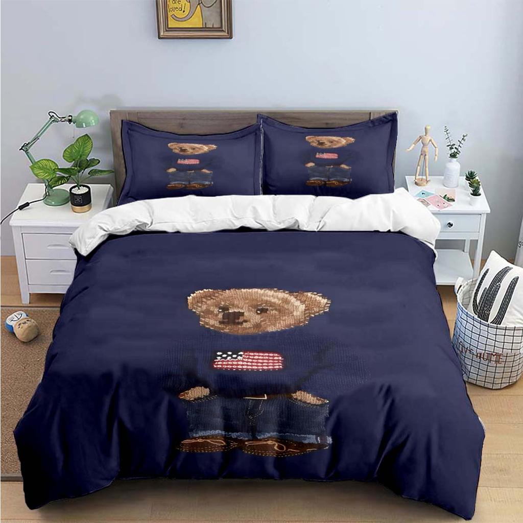 Hot Sale Fashion Bear Bedding Set Single Twin Full King Size Cute Animals Bed Linen Adults Teens Bedroom Luxury Gift