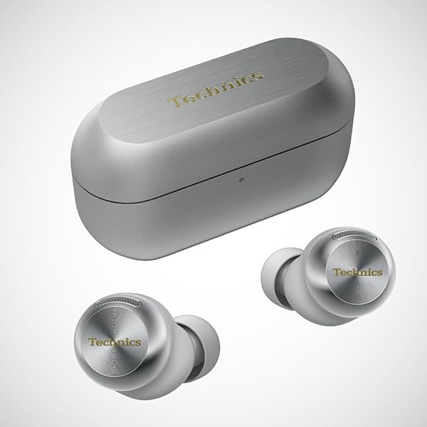 Technics EAH-AZ100-S Silver Wireless Earbuds with Noise Cancelling, 3-Device Multi-Point Support, and High-Resolution Audio Playback