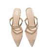 Fashion Slippers Woman Designer Mesh Open Heel Sandals Shoes Fashion Print Pointed End Women High-heel Pumps Sexy Stiletto Lady Mules