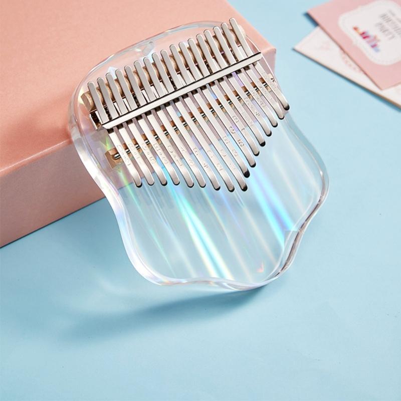 Profession Kalimba 17/21 Keys Thumb Piano with Study Instruction & Tune Hammer Acrylic Finger Piano for Kid Beginners