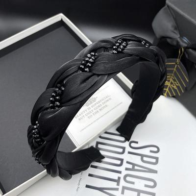 Exquisite Women Silky Voile Fabric Headbands Ladies Braided Hairbands With Beads Tape for Female Party Shopping Head Wears