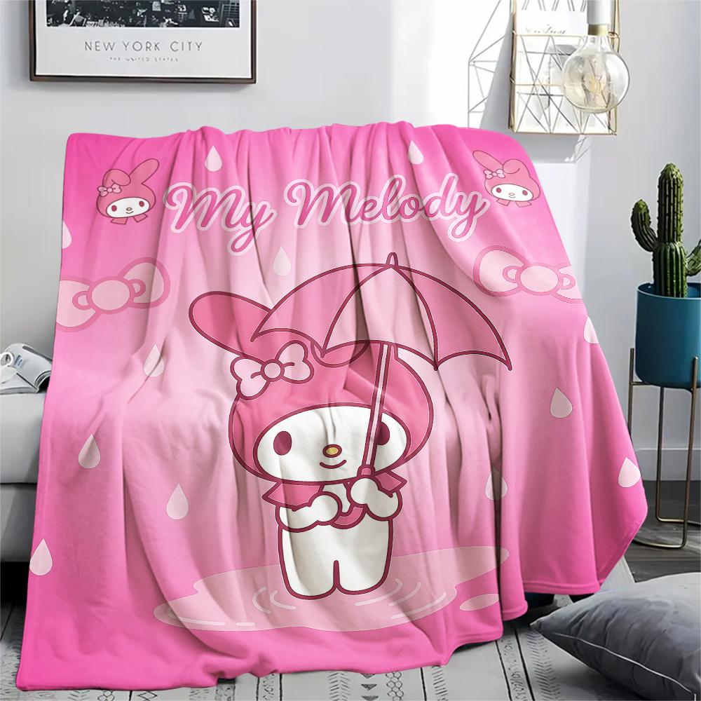 1 szt. Koc flanelowy My Melody z różowym nadrukiem, Wysokiej jakości, Na wszystkie pory roku, Wystrój domu, Ciepło i komfort, Idealny na prezenty świąteczne