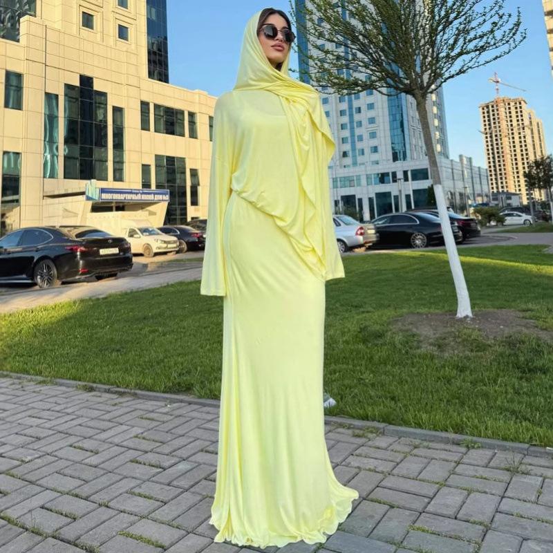 2025 Autumn Festival Europe and America Loose and Comfortable Versatile Commuter Long-sleeved Top Long Skirt Solid Color Jacket Three-piece Women's 