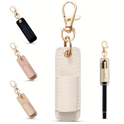 PU Lanyard Stifthalter Kreative Tragbare Lederstifttasche mit Schlüsselanhänger Stiftemäppchen Taschenclip Aufbewahrungszubehör für Zuhause und Büro