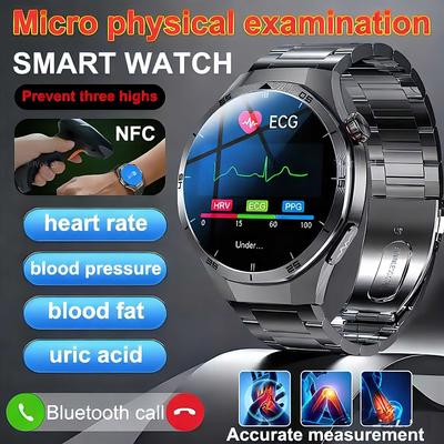 2025 NY Hälsa Mikro Fysisk Undersökning Smart Klocka EKG Blodtryck Blodsyre Urinsyra Blodfetter Temp Bluetooth-samtal SmartWatch