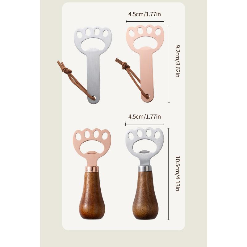 Portable Beer Bottle Opener Stainless Steel Acacia Wood Beer Bottle Opener Creative Cat Claw Vertical Cute Cap Opener 1pcs
