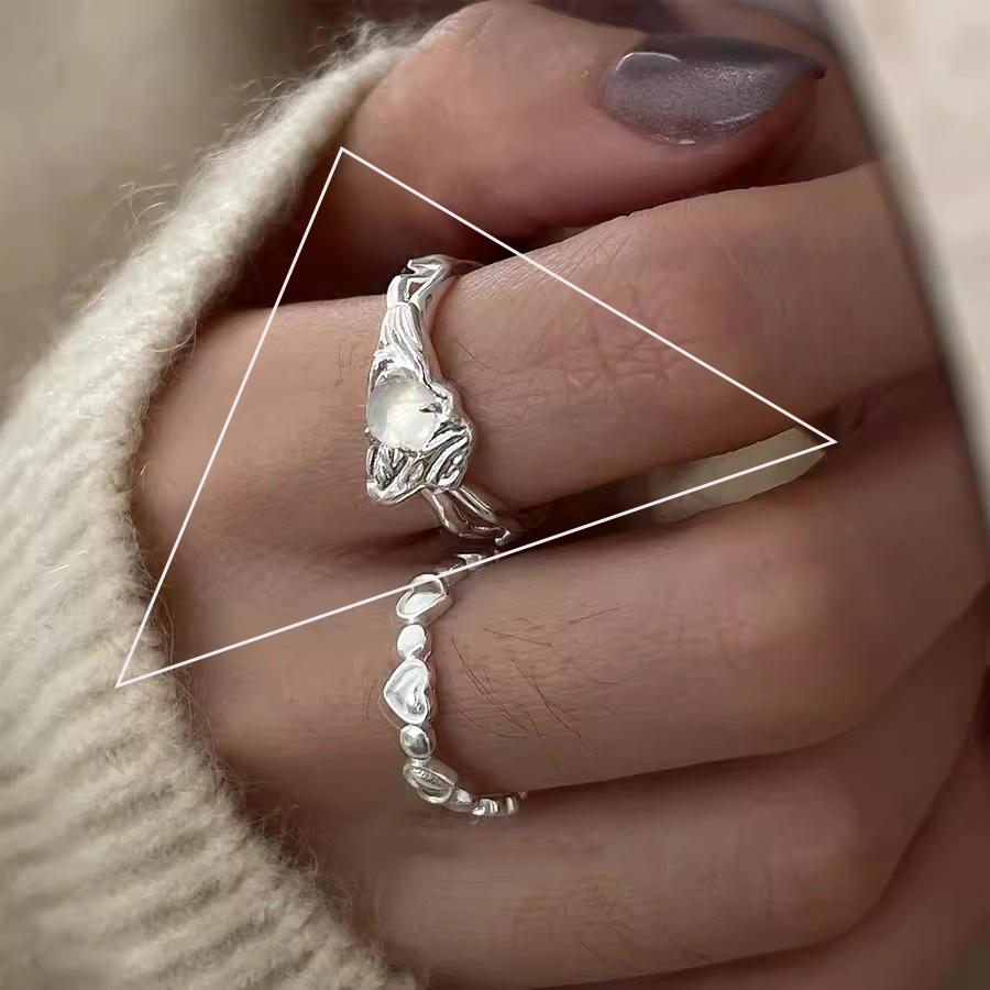 Silve Zircon Bead Ring For Women Girl Party Gift Sweet Cool Versatile Vintage Korean Jewelry Dropshipping