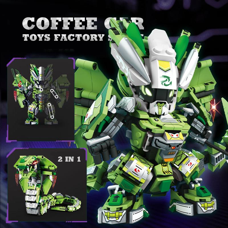 Transformable Dragon Robot Building Kit 2 in 1 Mecha Snake Warrior MOC Bricks 3D Model Action Figure Blocks Toys Adult Kids Gift
