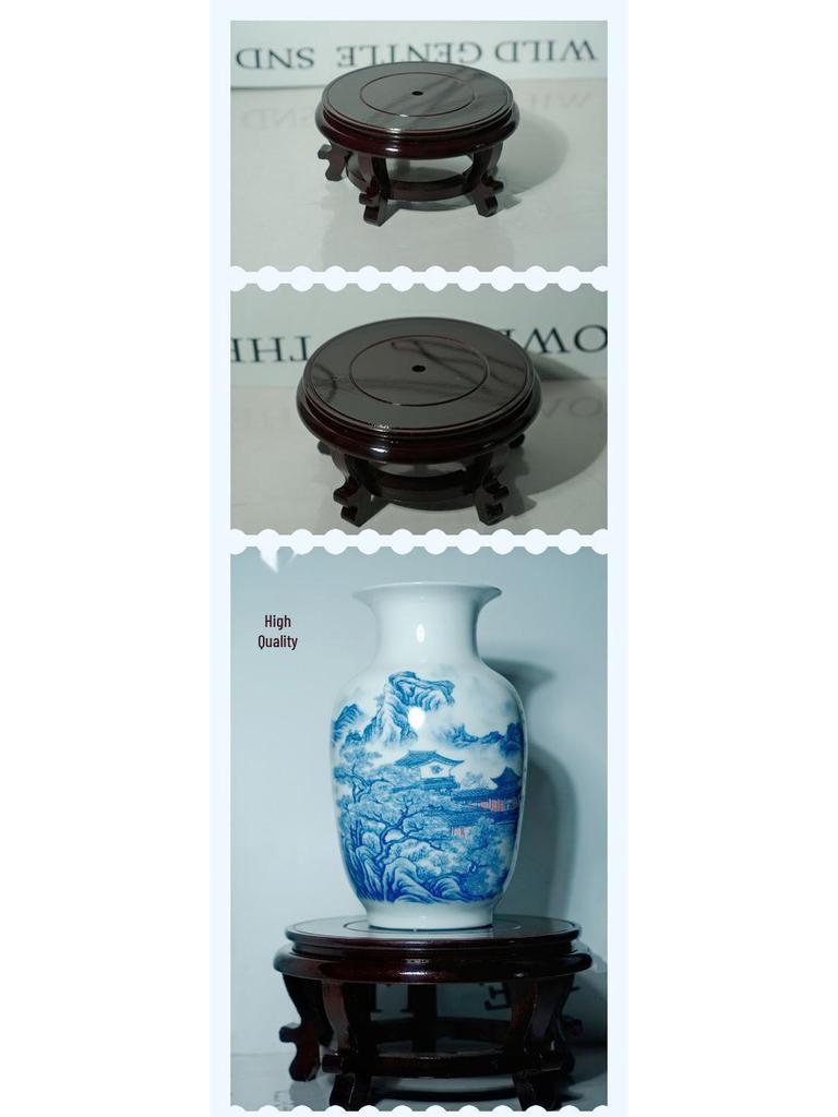 Okrągła Podstawa z Litego Drewna na Wysokich Nóżkach do Doniczek, Waz, Akwariów, Garnków na Wino i Wystroju Wnętrz.