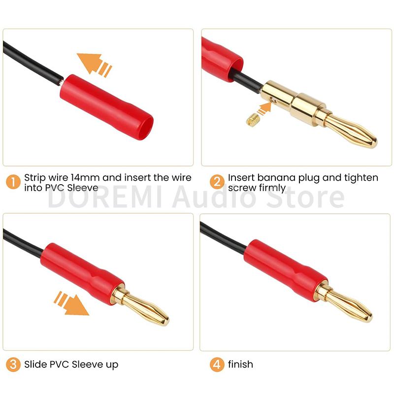 10PCS Banana Plugs Speaker Audio Connector Dual Screw Lock 24K Gold Plated HIFI Banana Connectors Jack for Sound Amplifier Wire