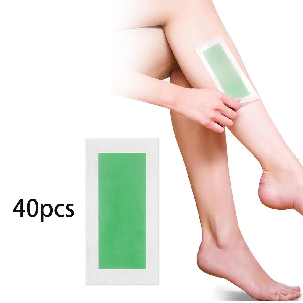 40x Hair Removal Wax Strips Double Sided Waxing Paper Removal Strips Home Waxing Set for Body Lip Eyebrow Underarm Face Bikini